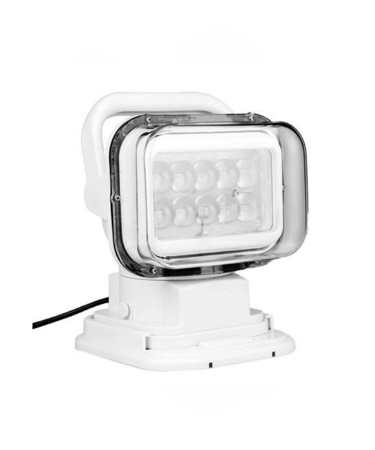 FAROL DE BUSCA BRANCO LED 12V 380° X 137° CONTROLES REMOTO