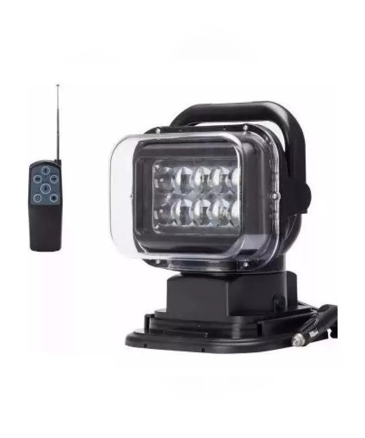 FAROL DE BUSCA PRETO LED 12V 380° X 137° CONTROLE REMOTO